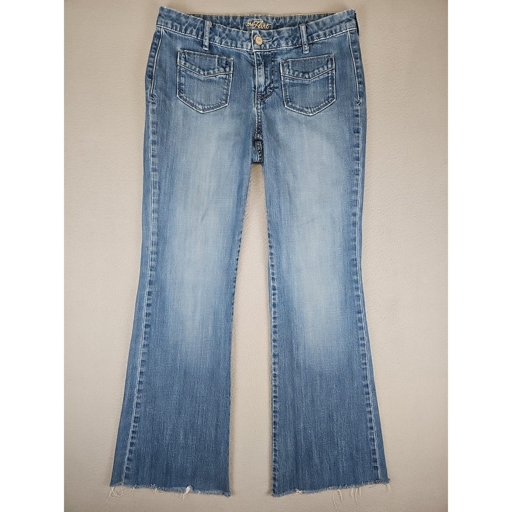 Old Navy Jeans Women's 6 30x30 Blue The Flirt Low Rise Boot Cut Raw Hem Y2K 09'